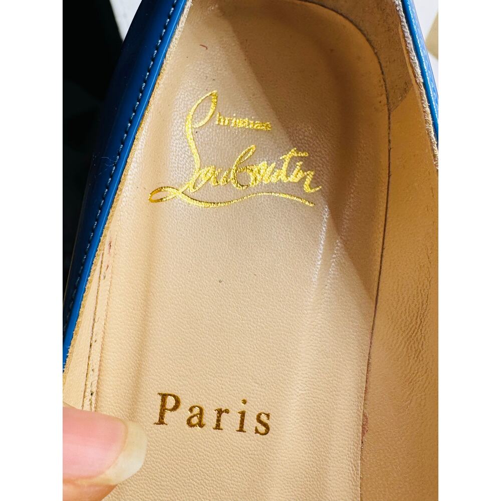 CHRISTIAN LOUBOUTIN  Classic Patent Blue Shelley 90 Pumps  size EU 36 - Picture 5 of 11